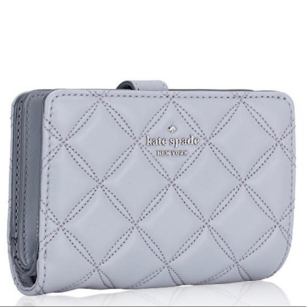 Kate Spade Authentic Natalia Medium Compact Bifold Wallet Brushed Steel